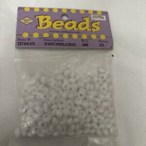 Beads OP. white rondelle beads 6MM crafts ETC! plastic beads 215 ct.